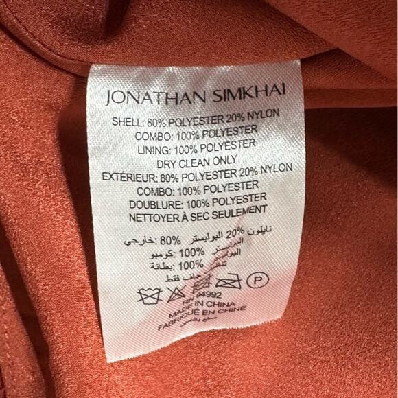 NWT | Jonathan Simkhai | Arya Matelasse Effect Peplum Blouse | Brick | Size 6 - Picture 10 of 16